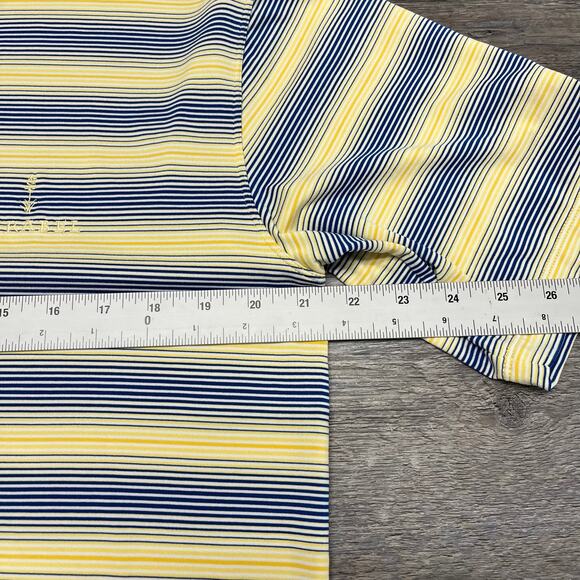 Nike Golf Dri Fit UV Yellow Blue Striped Mens M Mirabel Club Golf Polo Shirt - Picture 8 of 10